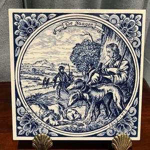 Vintage Blue Delft Blauw handpainted The Hunter Holland